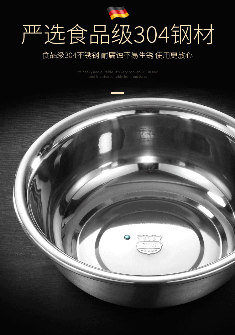 食品级304深斗盆圆型大盆洗菜盆大尺寸商用斗盆不锈钢盆反边斗盆详情9
