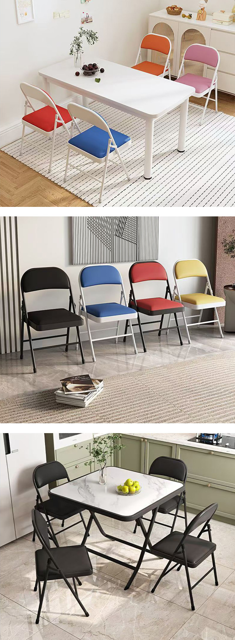 Cross-border manufacturer folding chairs, outdoor plastic office white folding chairs, household backrest portable meeting activity chairs pic 13