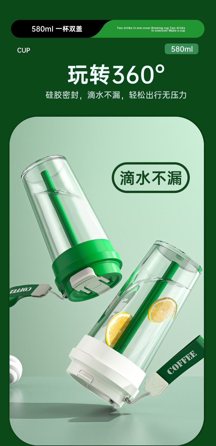 新款高颜值铃兰花双饮塑料杯男女便捷吸管杯大容量耐高温咖啡杯子详情18