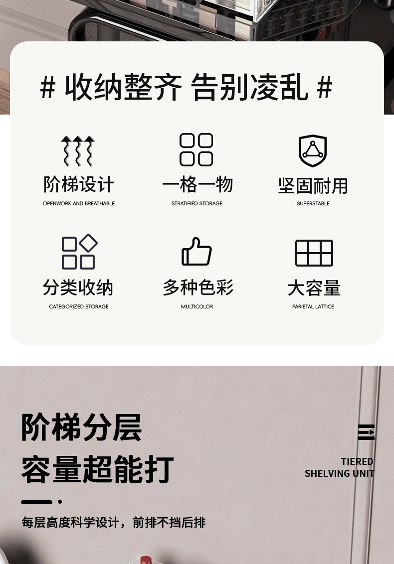 美甲收纳盒多层透明指甲油展示架居家日用口红化妆品甲油胶置物架详情2