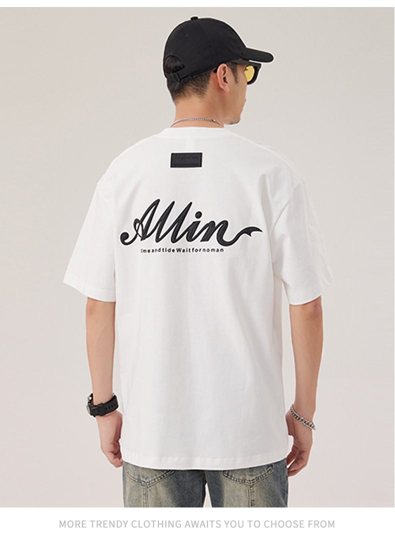 The 2025 summer new half-sleeved T-shirt for men is a trendy and versatile short-sleeved American retro printed loose round-neck T-shirt pic 60