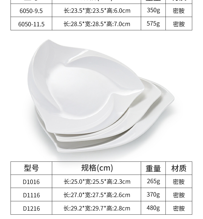 Melamine plates, porcelain, hotel tableware, restaurant cold dish plates, triangular irregular-shaped plates, restaurant stir-frying plates, commercial use pic 7