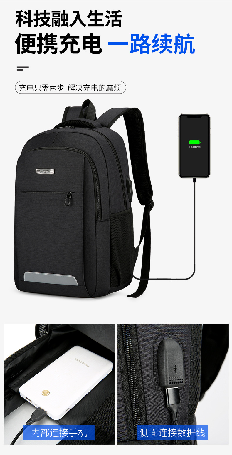 Customized cross-border business backpacks, large-capacity computer backpacks wholesale, usb multi-functional water-resistant backpacks pic 3