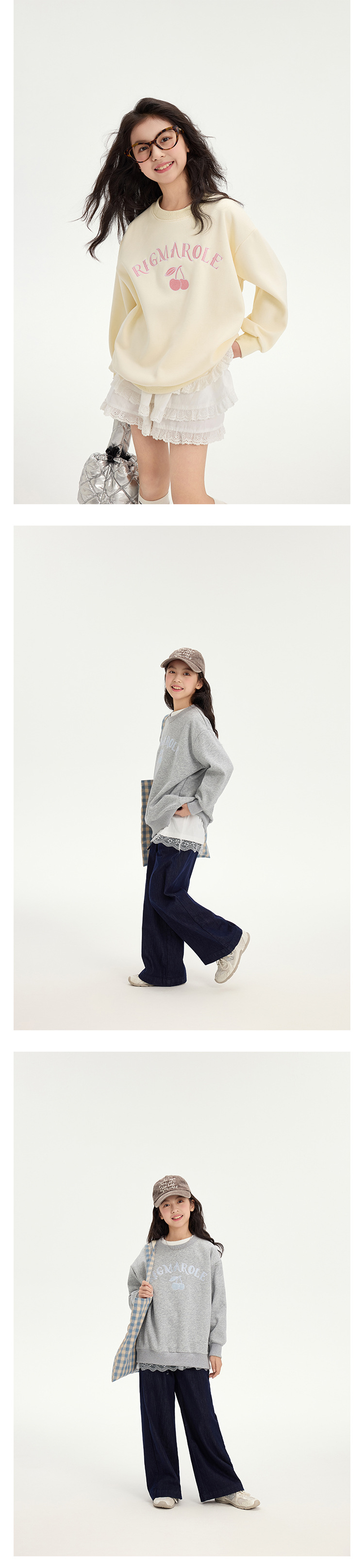 女童樱桃字母刺绣卫衣2025春装新款儿童圆领宽松上衣休闲百搭长袖详情7