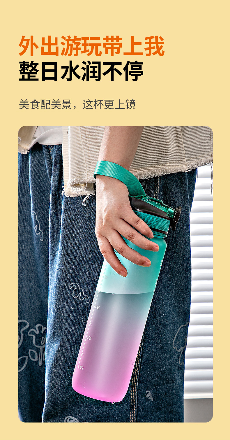 学生爆款塑料水杯高颜值太空杯渐变大容量水杯吸管杯大肚子刻度杯详情15