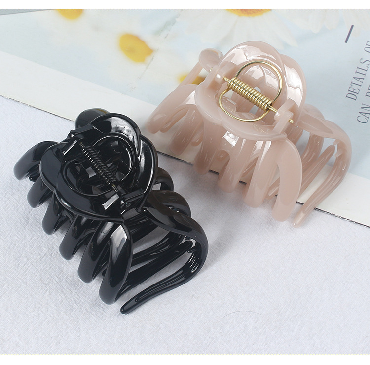 韩国纯色亮面南瓜抓夹甜美大号后脑勺高马尾盘发鲨鱼夹厂家批发发夹详情8