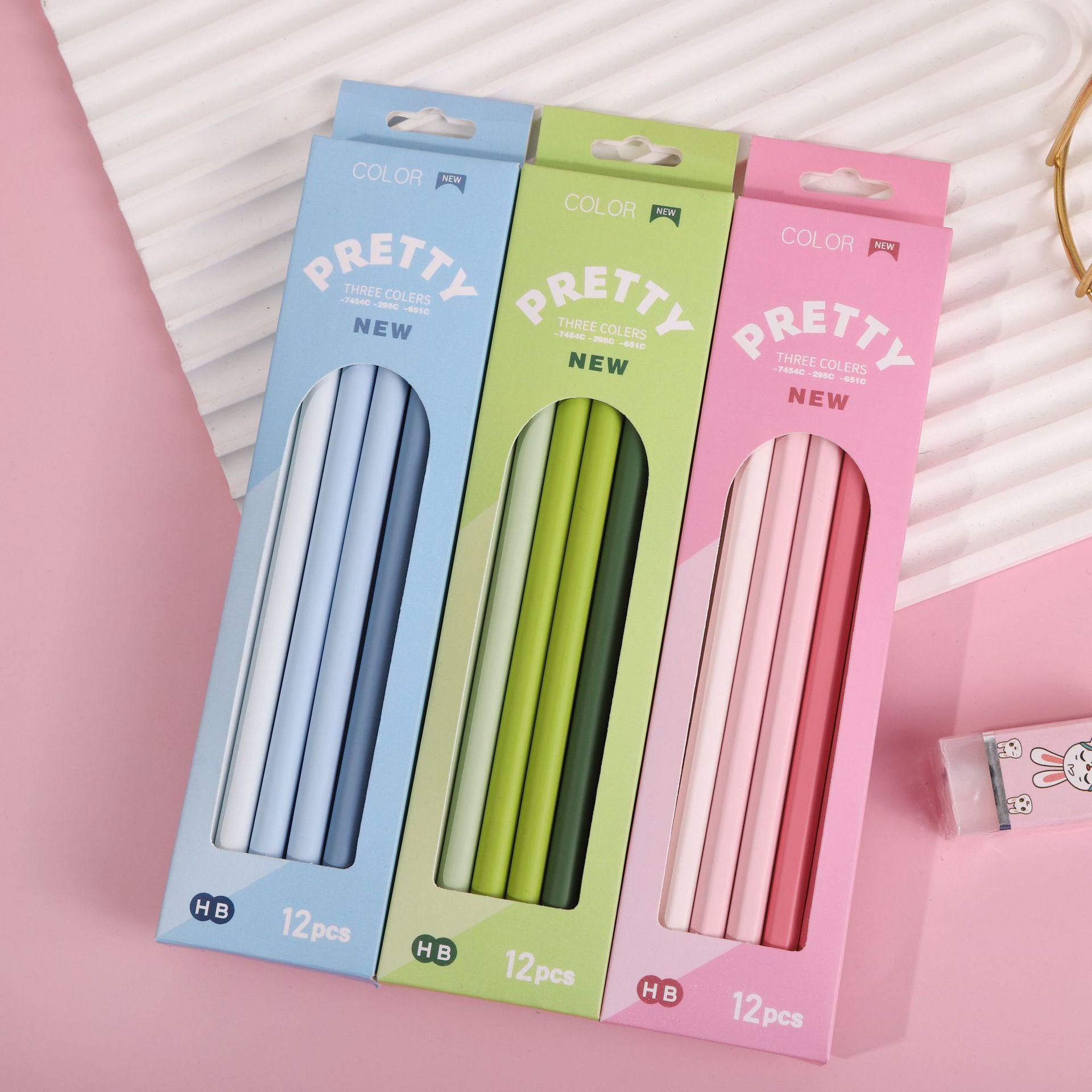 奔贝儿2B铅笔12支一盒渐变hb铅笔小学生专用书写工具马卡龙圆杆笔详情4