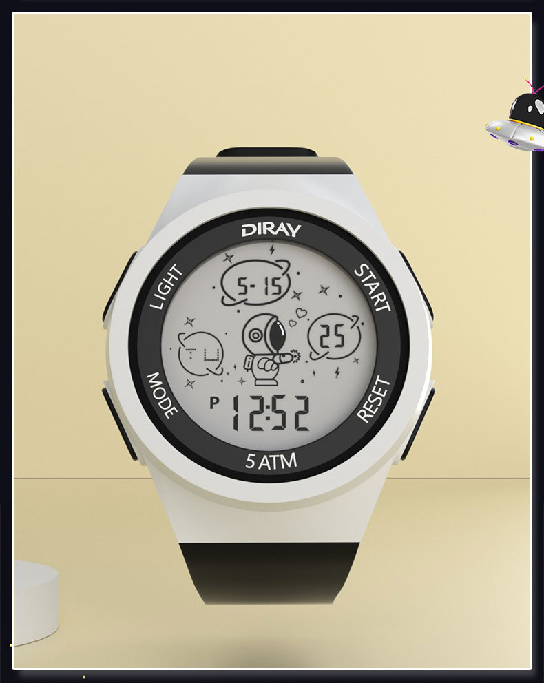 Round electronic watch for men, waterproof luminous sports led watch, trendy ethnic student artistic electronic watch for men pic 10