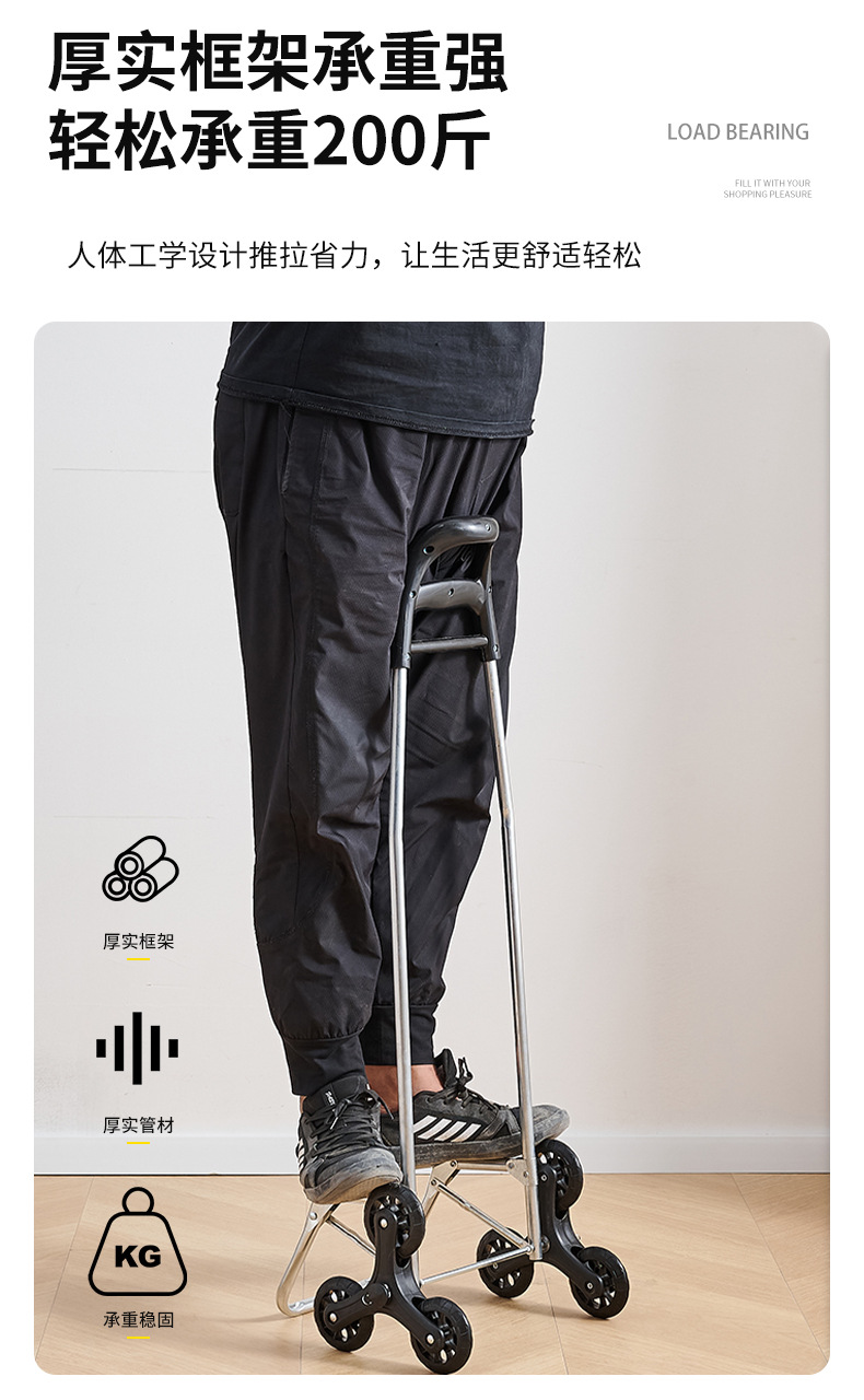 The grocery shopping trolley can climb stairs. The portable shopping cart can be printed with a logo. It is a hand-pushed trolley for the elderly to buy groceries pic 16