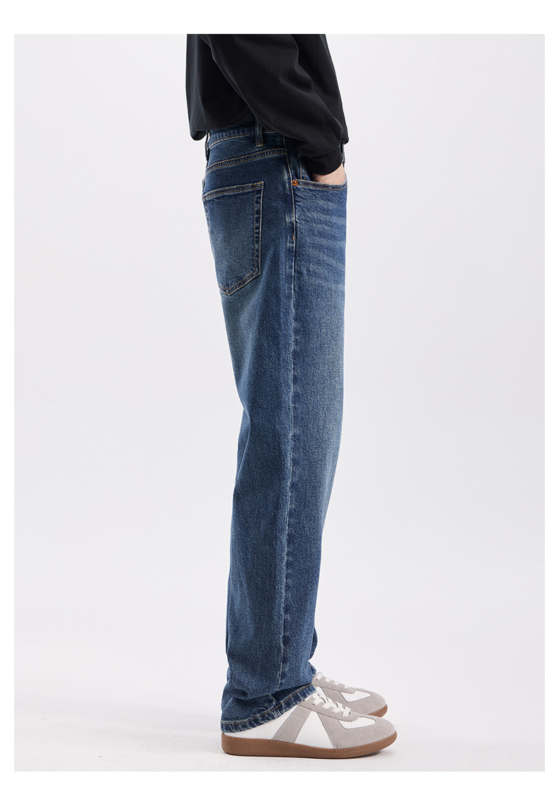 春秋新款美式复弹力古牛仔裤男时尚潮流复古宽松直筒百搭休闲长裤详情12