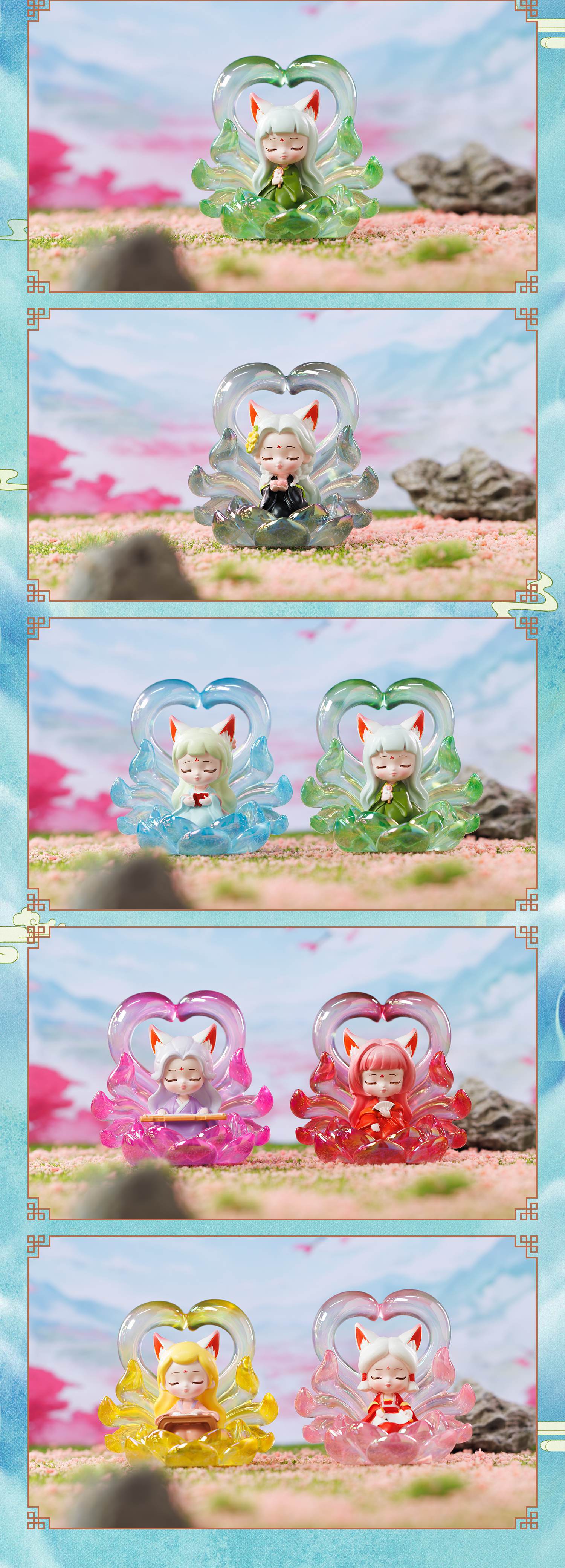 上古狐仙潮玩盲盒卡通九尾狐树脂摆件网红玩偶桌面装饰品摆件批发详情5