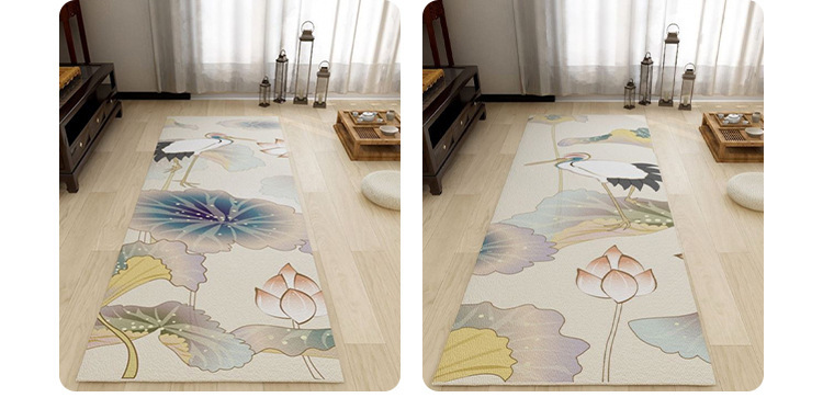 Modern Chinese-style lotus large prayer mat for home bedroom, long prayer mat, smooth crystal velvet large-sized lotus carpet pic 12