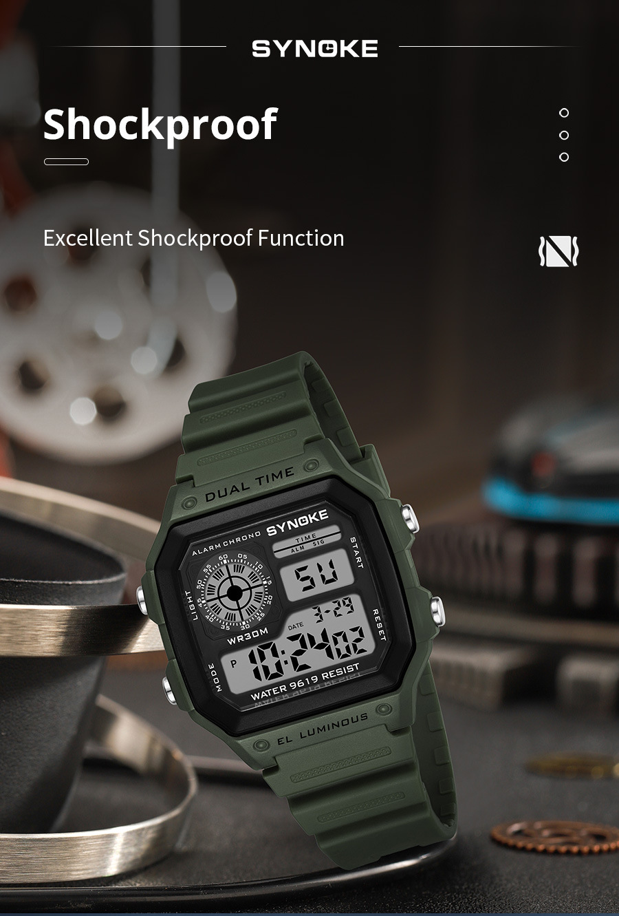 厂货SYNOKE轻薄方形经典学生手表电子表夜光防水运动男士小方块手详情24