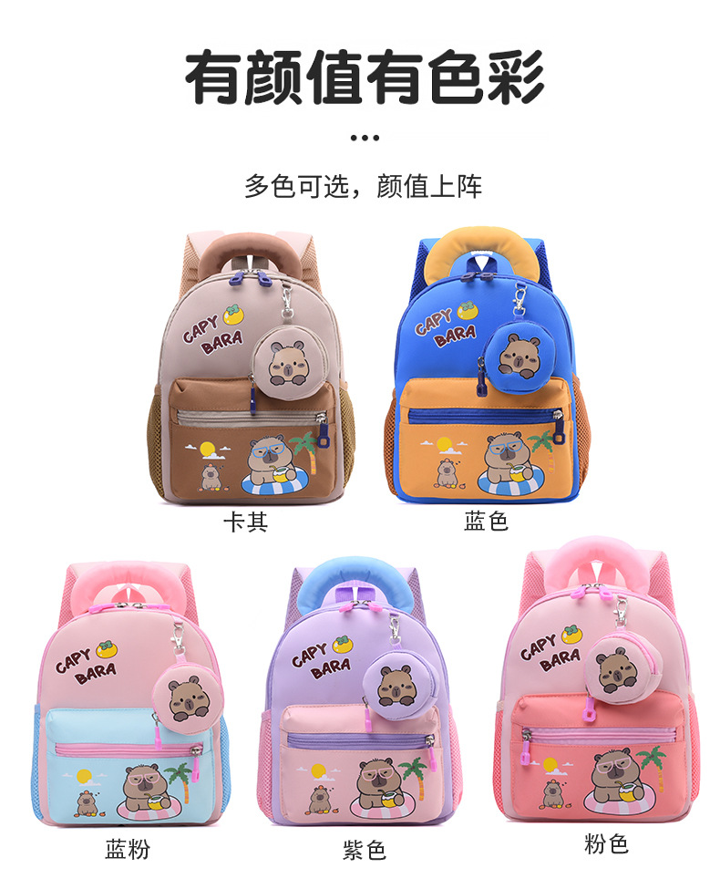 书包幼儿园男女童新款外贸卡皮巴拉书包轻便大容量休闲水豚双肩包详情10