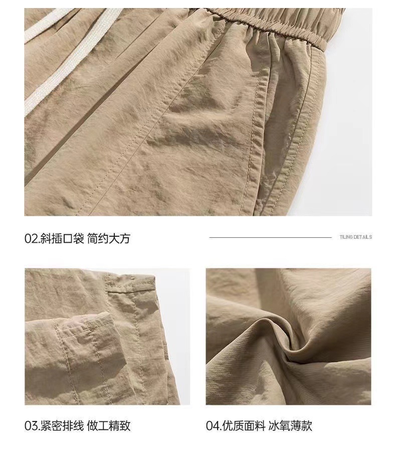 潮牌工装短裤男士夏季薄款2025新款运动裤外穿冰丝百搭五分休闲裤详情2