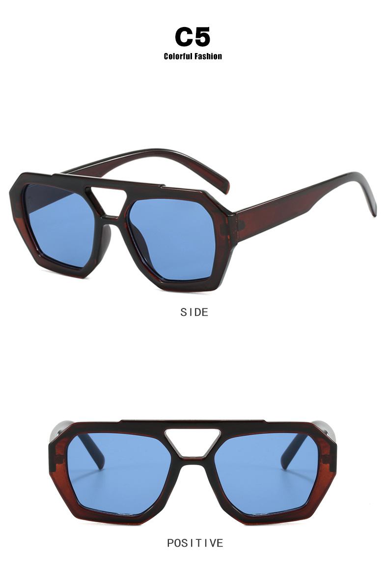 Cross-border European and American double-beam irregular sunglasses 2023 new retro and personalized sunglasses, trendy and popular sunglasses pic 12