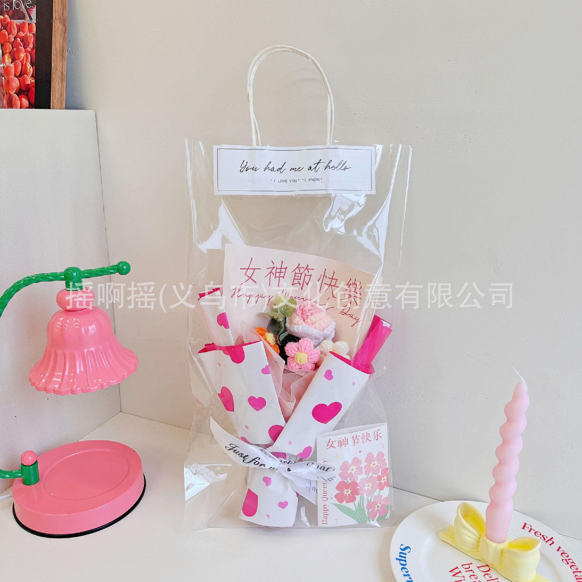 手提针织花束女神节三八妇女节花束公司团购礼品针织花束创意摆摊详情10