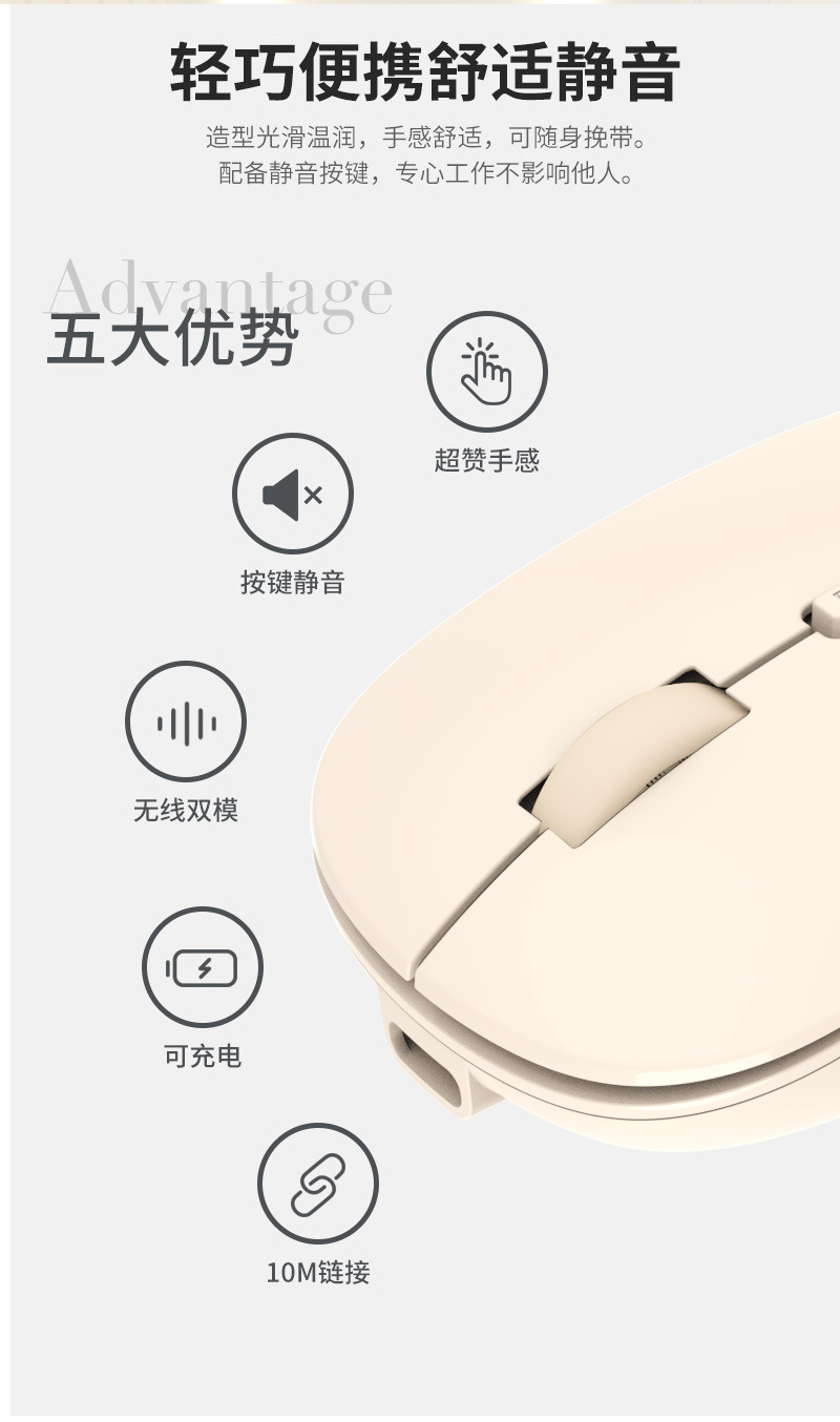 Wireless dual-mode mouse, universal, silent 2.4g rechargeable, silent Bluetooth dual-mode wireless mouse for laptops pic 5