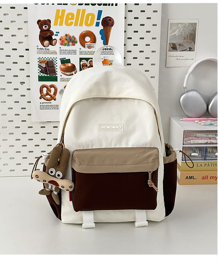 跨境新款学院风百搭双肩包初高中学生上课书包撞色洋气轻便双背包详情31