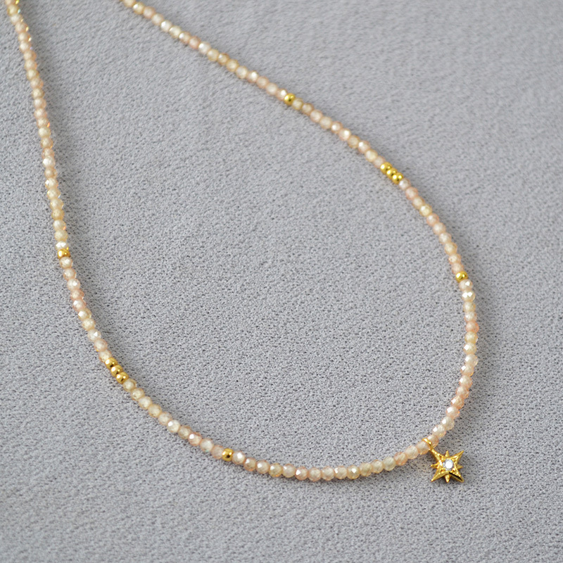 日韩小众设计时尚简约优雅香槟锆石珠闪耀星星吊坠气质项链锁骨链详情7
