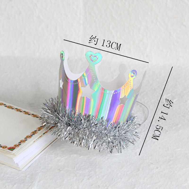 Influencers estilo oro plata borla corona sombrero de cumpleaños niños adultos fiesta fiesta pastel decoración sombrero de papel pic 3