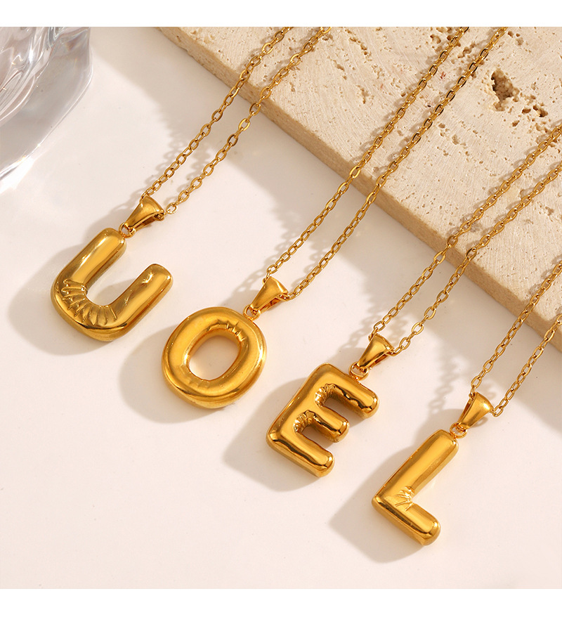 欧美不锈钢简约26字母项链个性嘻哈胖乎乎二十六字母锁骨链批发女详情5