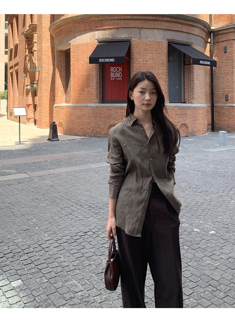 clean 慵懒舒适亚麻衬衣女2025十三行春季新款韩版时装衬衫 52271详情34