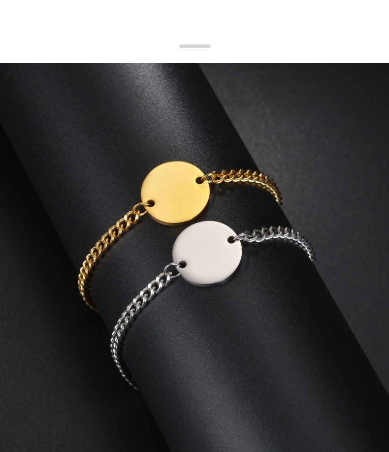 New stainless steel round pendant bracelet set for couples on Amazon cross-border from Europe and America pic 3