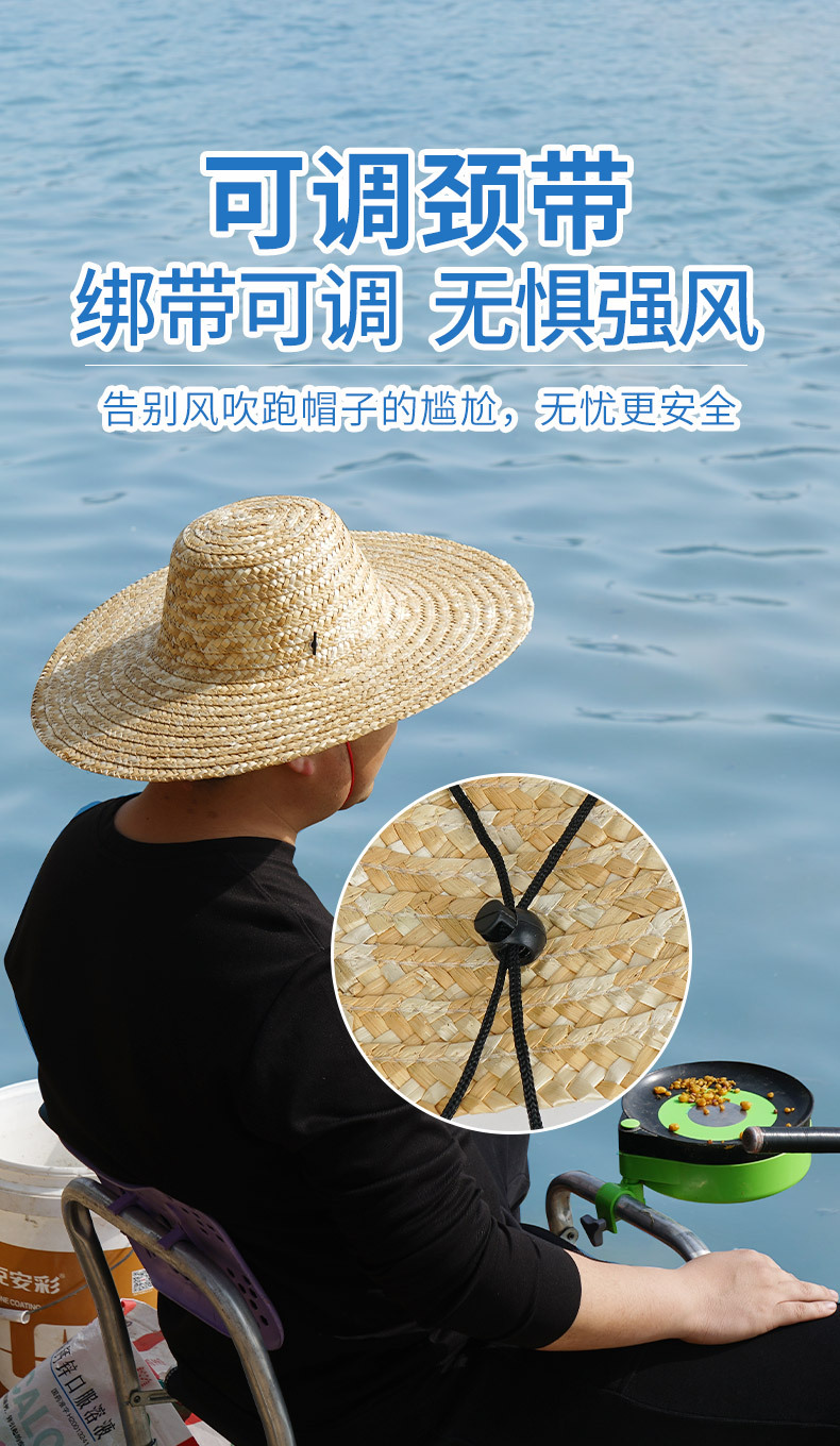 国潮草帽麦秆草编农民大草帽包边遮阳劳保草帽男女夏季大沿帽斗笠厂家详情2