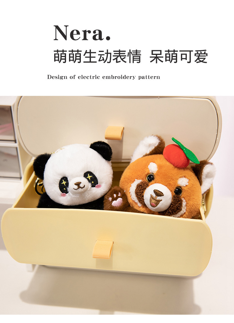 Cute little raccoon plush toy pendant, adorable panda series keychain doll, palm-sized treasure ornament pic 15