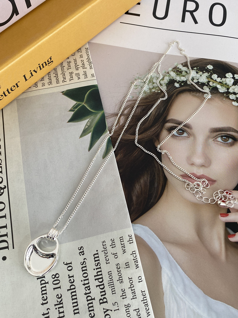 about nice同款韩国小众马鞍包项链简约不规则吊坠长款毛衣锁骨链详情7