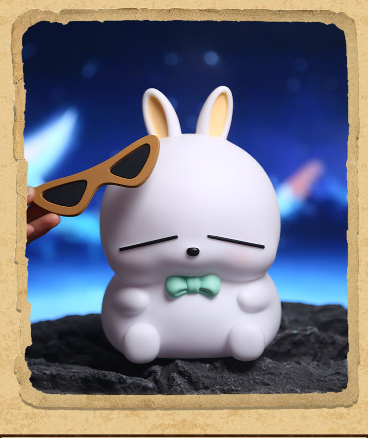 Cartoon rogue Rabbit figurine, cute rogue no-patting light piggy bank, fun and creative vinyl piggy bank figurine pic 11