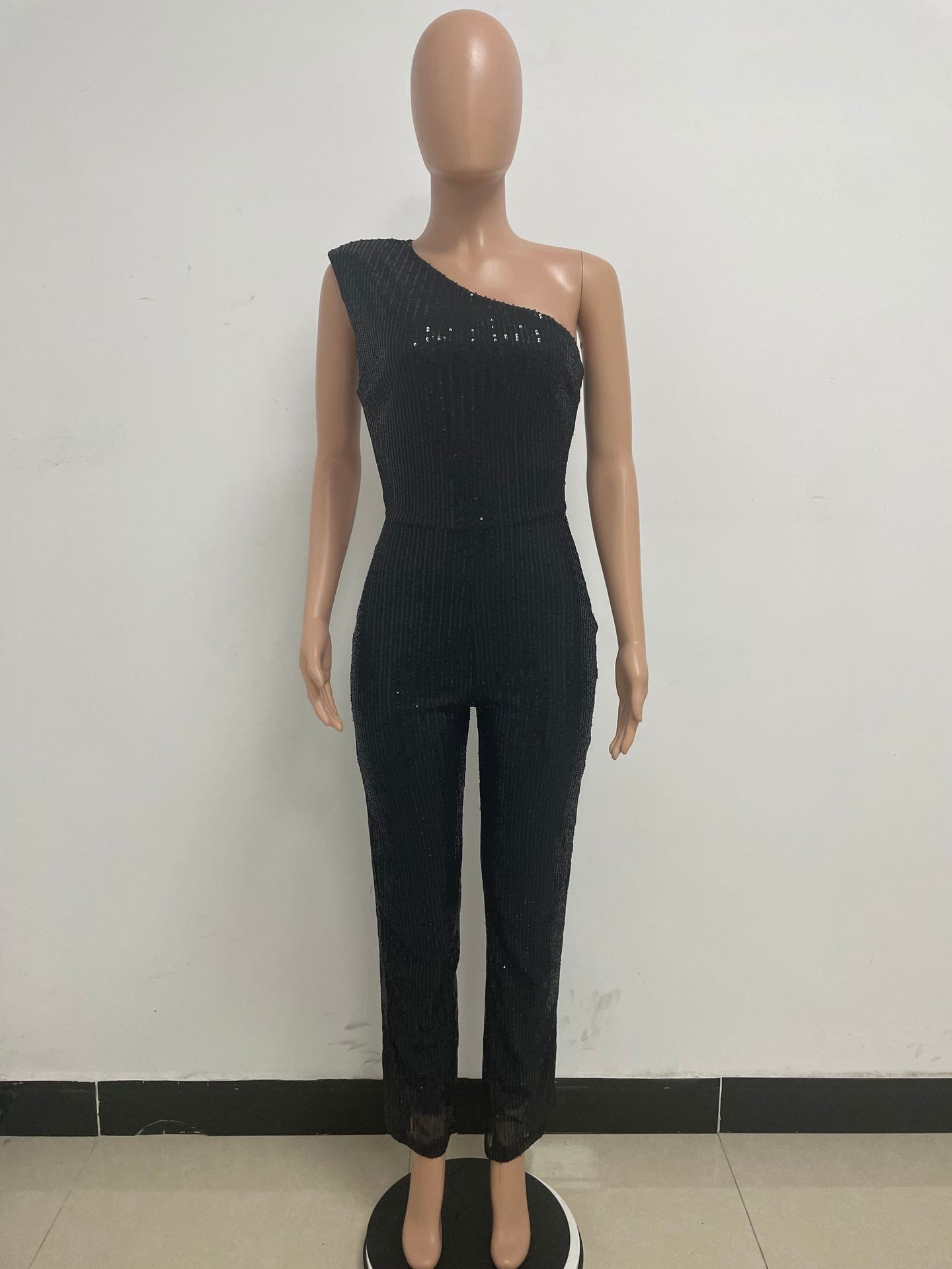 新中式无袖连体衣独立站夏季单肩亮片连体裤女批发详情90