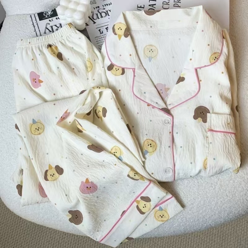 Spring new Cloud cotton Korean InS-style long-sleeved pajamas for girls, sweet and cartoonish, cute student home wear set pic 20