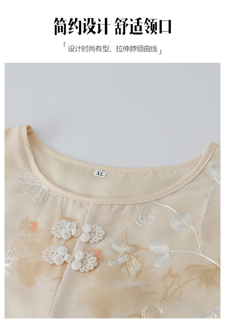 中老年人夏装假两件T恤女奶奶装夏季上衣中年妈妈七分袖雪纺小衫详情13