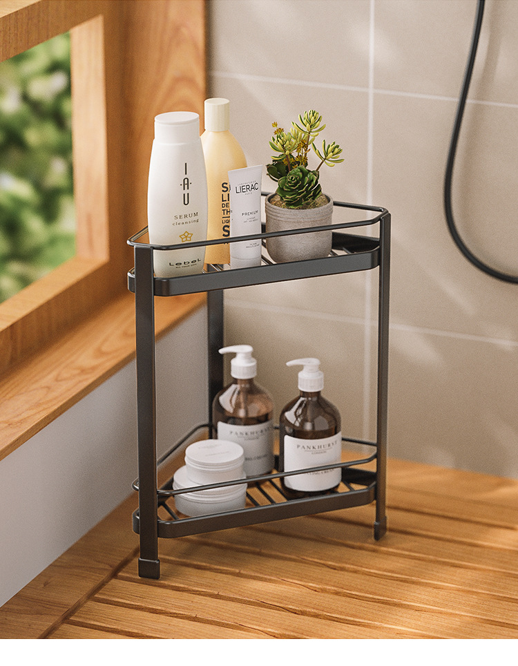 Cross-border exclusive bathroom shelving, non-drilling floor-standing tripod storage rack, corner gap toilet shelving pic 6
