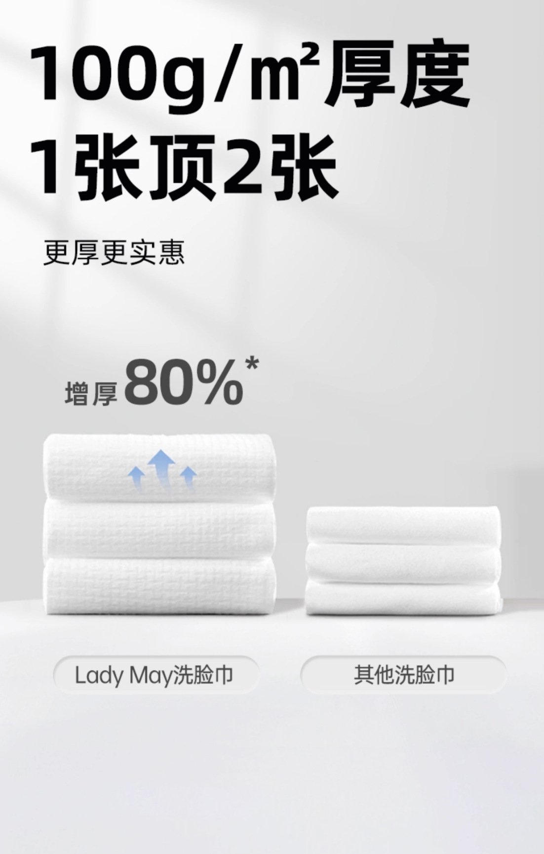 日本Ladymay EF纹加厚纯棉洁面巾柔巾卷不掉絮棉柔巾洗脸巾详情5