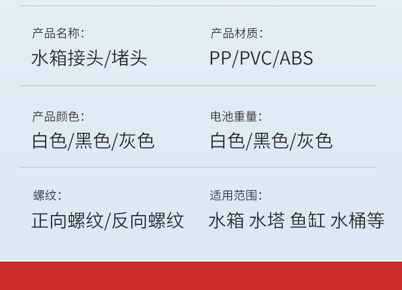 水箱接头水塔鱼缸水池水桶内外丝ABS接口4分6分PVC水管道塑料配件详情3
