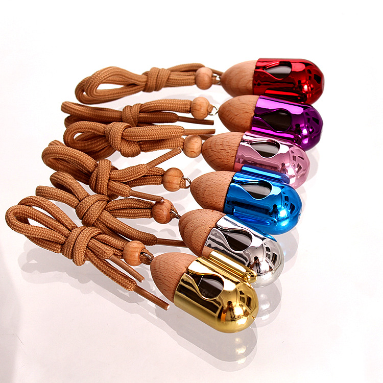 7ml teardrop-shaped perfume bottle, wooden cap with lanyard, car pendant, aromatherapy bottle, small pendant, essential oil portioned bottle pic 1