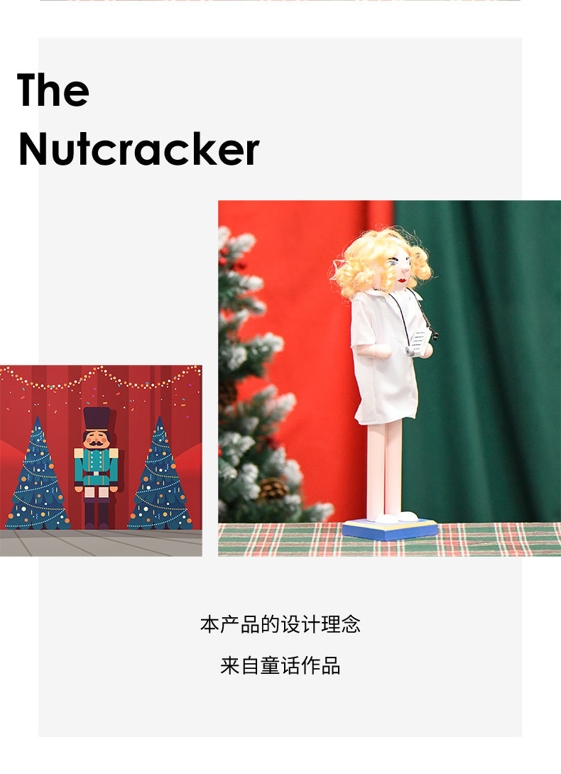 New stock: 38CM white nurse girl Nutcracker Christmas decorative handicraft professional series pic 2