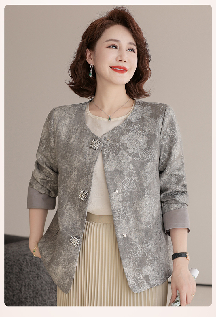 新中式妈妈春装洋气新款提花卫衣 贵夫人大码中老年女开春国风上衣外套详情13