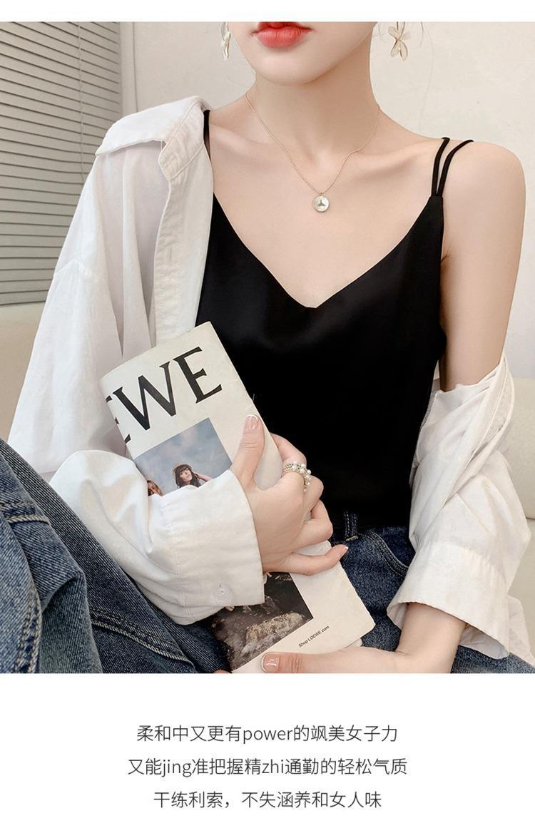2025年吊带背心女内搭白色美背醋酸仿真丝上衣缎面夏西装仿打底衫详情24