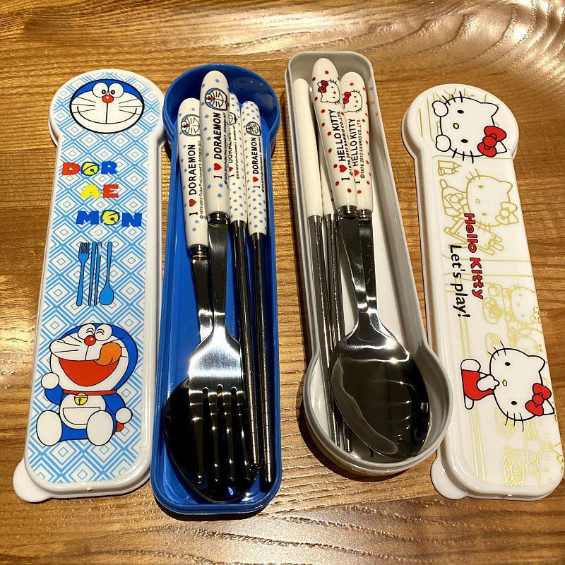 【包邮】餐具不锈钢筷子勺子叉子学生套装收纳盒便携三件套可爱in详情2