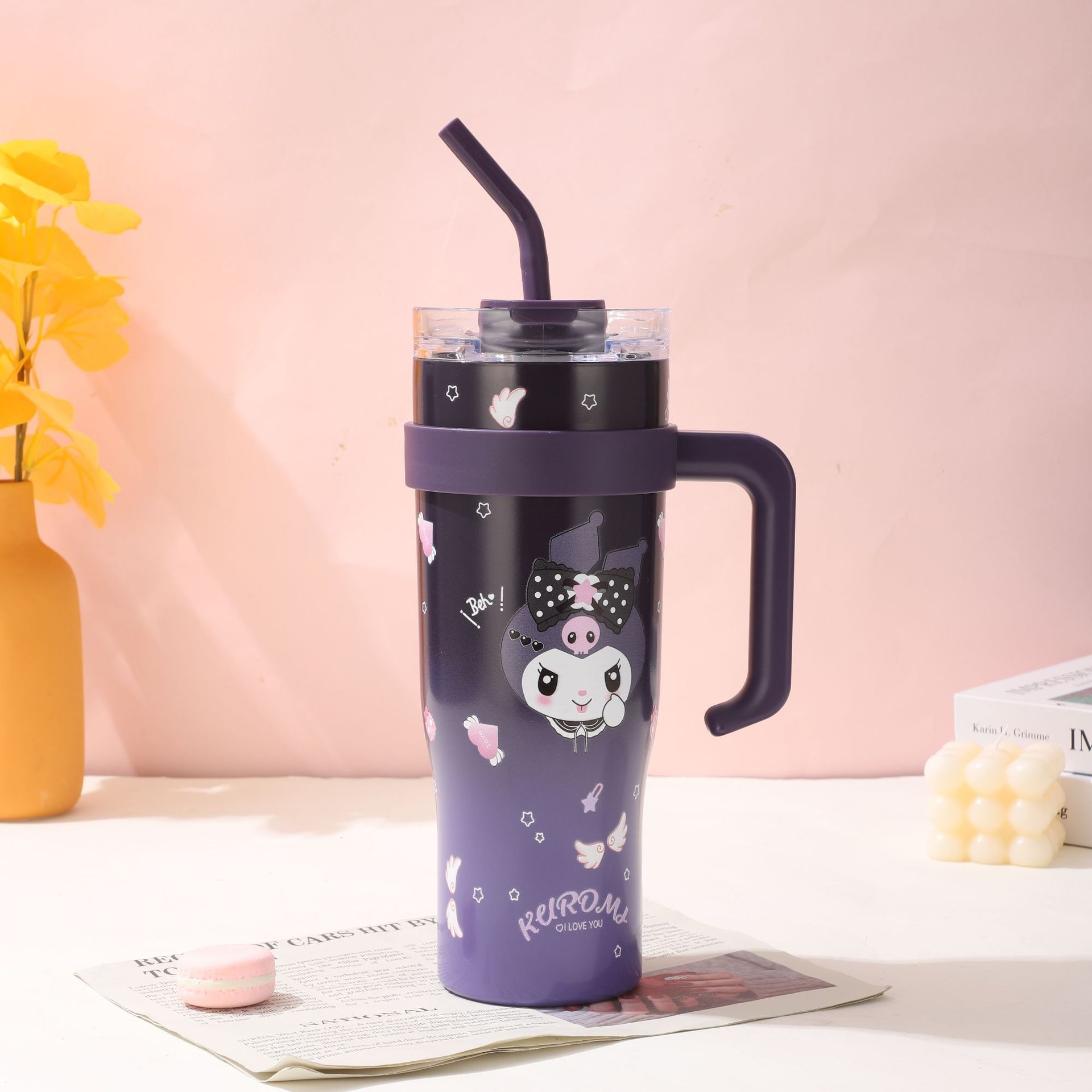 跨境卡通三丽鸥40oz冰霸杯手柄大容量汽车杯创意304不锈钢保温杯详情15