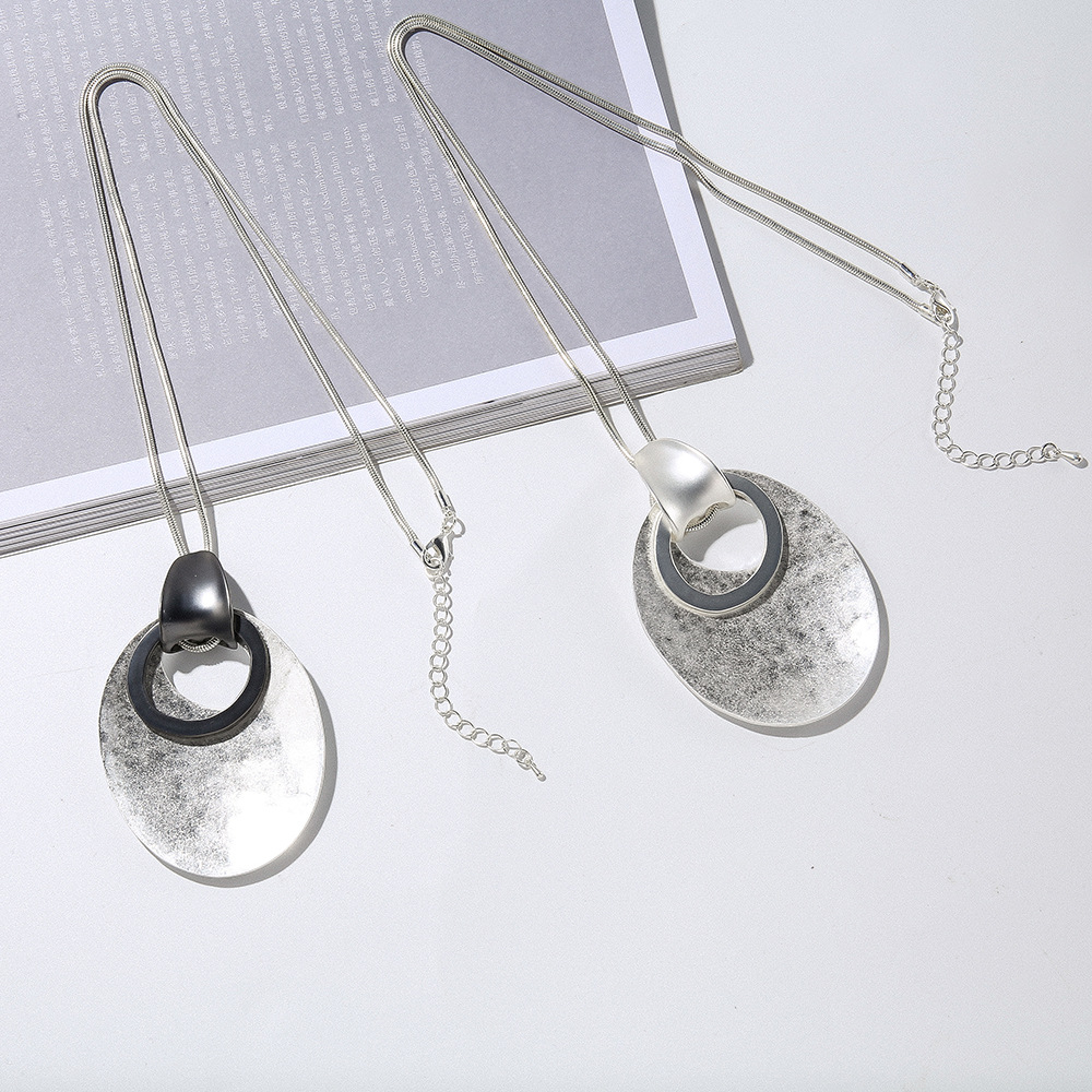 亚马逊爆款跨境外贸欧美复古简约吊坠高级感ins风项链长款毛衣链详情7