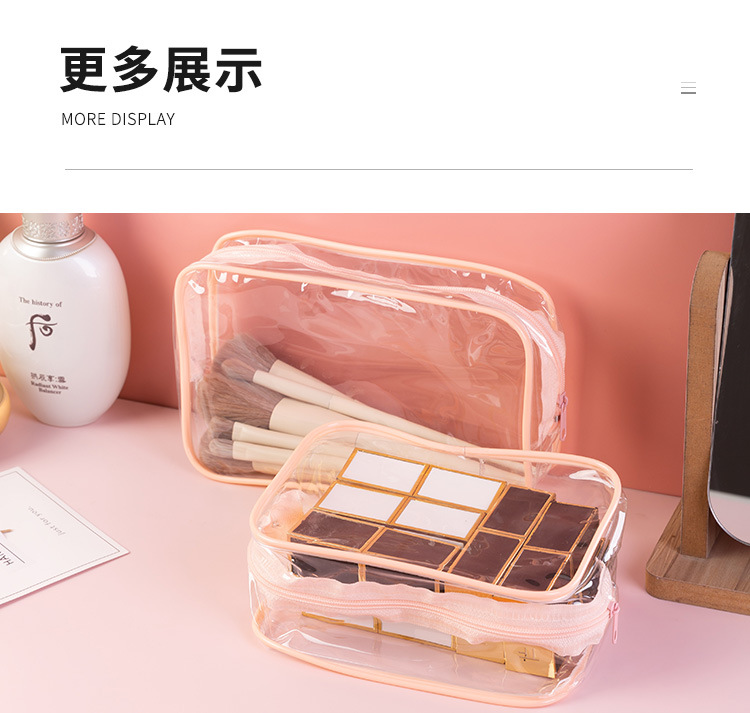 Wholesale pvc toiletry bags, waterproof portable travel storage bags, transparent cosmetic bags, large capacity and high-end feel pic 12