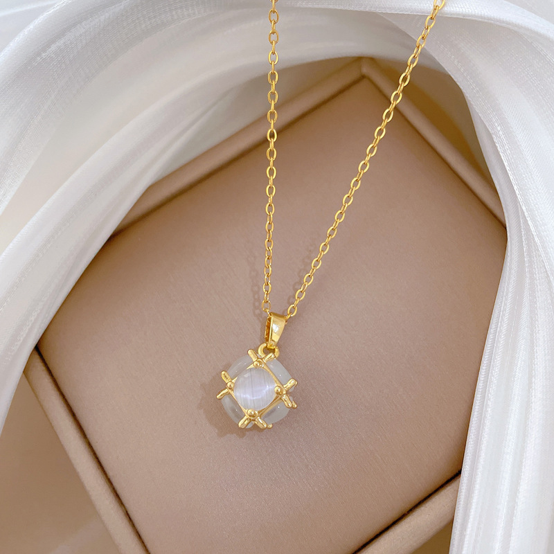 【钛钢】猫眼小球简约个性时尚轻奢气质华丽项链女百搭锁骨链钛钢详情9