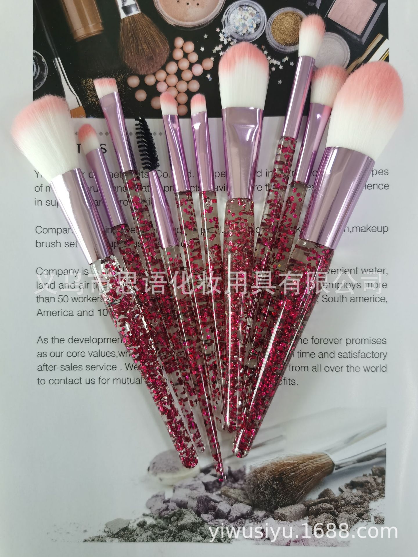 10只尼龙毛拉链紫化妆套刷 彩妆工具化妆刷 便携塑料柄化妆刷包详情37