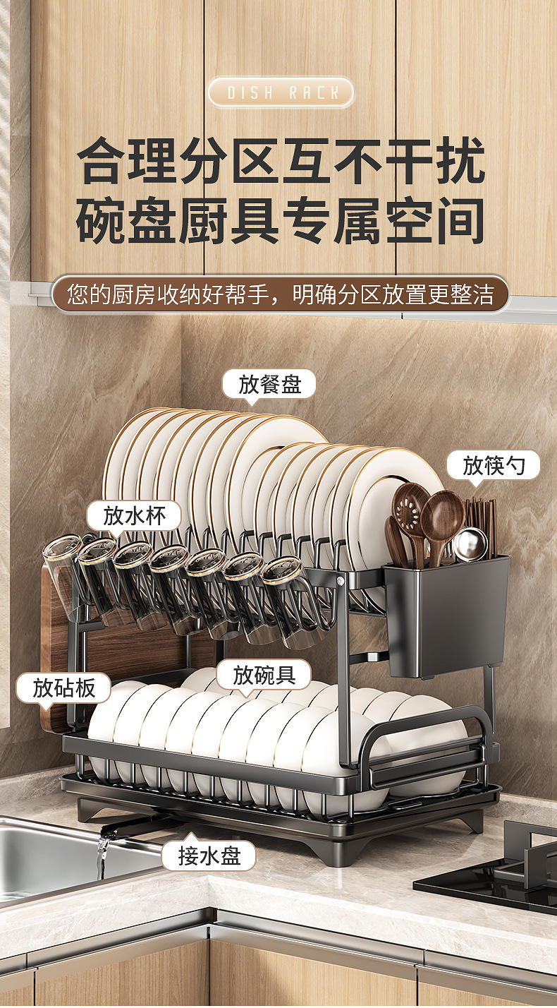 厨房碗盘收纳架家用碗碟水杯置物架碗架碗筷沥水架碗柜小型盘子架详情4