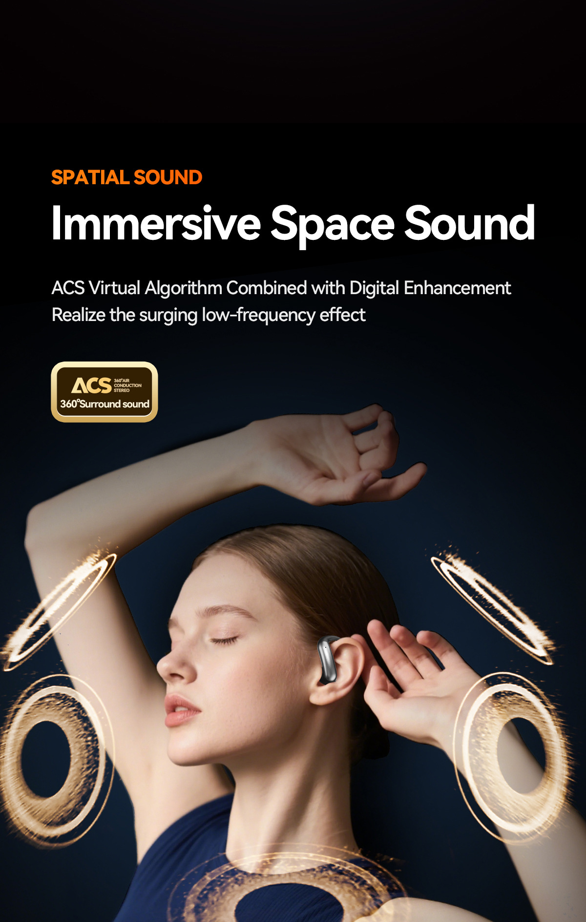 Nuevo producto smart crossover nuevo M144 orejar montado OWS semi-en el oído abierto bluetooth auriculares con doble pantalla de número modelo privado pic 12
